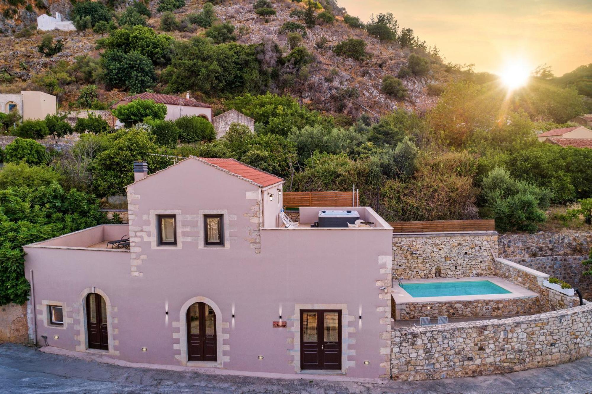 Olga'S Filoxenia - Villa Aladanos-Private Pool And Heated Jacuzzi Makhairoi Bagian luar foto